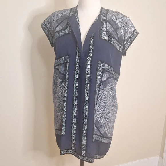 Vince silk geometric pattern scarf tunic dress SZ XS - Picture 7 of 11